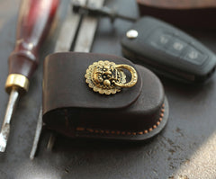 Dark Brown Handmade Genuine Leather Mens Car Key Case Car Key Holder For Men - iwalletsmen
