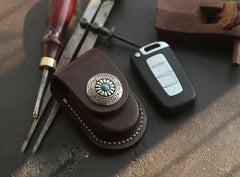 Dark Brown Handmade Genuine Leather Mens Car Key Case Car Key Holder For Men - iwalletsmen