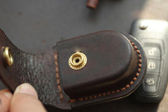 Dark Brown Handmade Genuine Leather Mens Car Key Case Car Key Holder For Men - iwalletsmen
