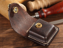 Handmade Leather Mens Zippo Lighter Case With Belt Loop Cool Dark Brown Standard Zippo Lighter Holders For Men - iwalletsmen