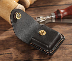 Handmade Leather Mens Zippo Lighter Case With Belt Loop Cool Dark Brown Standard Zippo Lighter Holders For Men - iwalletsmen