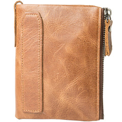 Brown Leather Mens Bifold Wallet Brown Small Wallet Front Pocket Wallet billfold Wallet for Men - iwalletsmen