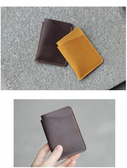 Handmade Dark Brown Leather Mens Card Holder Tan Card Holder Small Card Case For Men - iwalletsmen