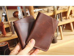 Handmade Dark Brown Leather Mens Card Holder Tan Card Holder Small Card Case For Men - iwalletsmen