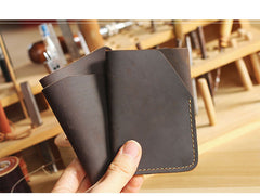 Handmade Dark Brown Leather Mens Card Holder Tan Card Holder Small Card Case For Men - iwalletsmen