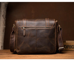 Cool Dark Brown Leather 11 inches Mens Small Messenger Bags Side Bag Brown Courier Bag for Men - iwalletsmen