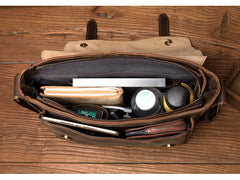 Cool Dark Brown Leather 11 inches Mens Small Messenger Bags Side Bag Brown Courier Bag for Men - iwalletsmen
