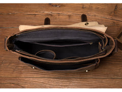 Cool Dark Brown Leather 11 inches Mens Small Messenger Bags Side Bag Brown Courier Bag for Men - iwalletsmen