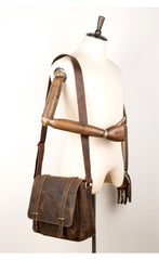Cool Dark Brown Leather 11 inches Mens Small Messenger Bags Side Bag Brown Courier Bag for Men - iwalletsmen