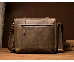 Cool Dark Brown Leather 11 inches Mens Small Messenger Bags Side Bag Brown Courier Bag for Men - iwalletsmen