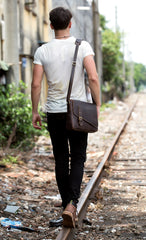 Cool Coffee Leather 13 inches Mens Small Postman Bag Messenger Bag Courier Bag for Men - iwalletsmen