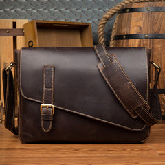 Cool Coffee Leather 13 inches Mens Small Postman Bag Messenger Bag Courier Bag for Men - iwalletsmen