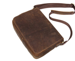 Dark Brown Leather 13 inches Mens Messenger Bags Courier Bags Postman Bag for Men - iwalletsmen