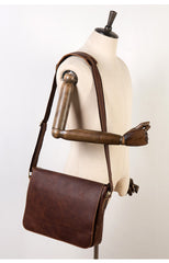 Dark Brown Leather 13 inches Mens Messenger Bags Courier Bags Postman Bag for Men - iwalletsmen
