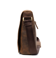 Dark Brown Leather 13 inches Mens Messenger Bags Courier Bags Postman Bag for Men - iwalletsmen
