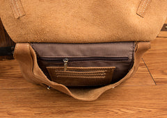 Dark Brown Leather 8 inches Mens Small Saddle Messenger Bags Shoulder Bags for Men - iwalletsmen