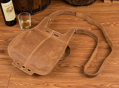 Dark Brown Leather 8 inches Mens Small Saddle Messenger Bags Shoulder Bags for Men - iwalletsmen