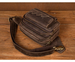Dark Brown Leather Fanny Pack Mens Waist Bag Hip Pack Belt Bags Bumbags for Men - iwalletsmen