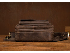 Dark Brown Leather Fanny Pack Mens Waist Bag Hip Pack Belt Bags Bumbags for Men - iwalletsmen