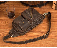 Cool Brown Leather Fanny Pack Mens Waist Bags Hip Pack Belt Bags Bumbags for Men - iwalletsmen