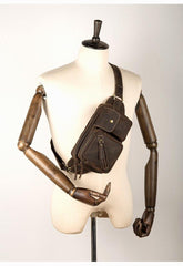 Cool Brown Leather Fanny Pack Mens Waist Bags Hip Pack Belt Bags Bumbags for Men - iwalletsmen