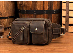 Cool Brown Leather Fanny Pack Mens Waist Bags Hip Pack Belt Bags Bumbags for Men - iwalletsmen