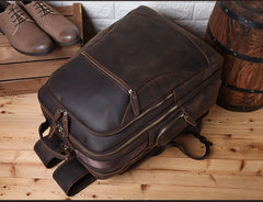 Dark Brown Leather Men's 17-inch Huge Computer Backpack Large Travel Backpack Large College Backpack For Men - iwalletsmen