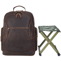 Dark Brown Leather Men's 17-inch Huge Computer Backpack Large Travel Backpack Large College Backpack For Men - iwalletsmen