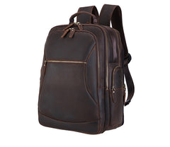 Dark Brown Leather Men's 17-inch Huge Computer Backpack Large Travel Backpack Large College Backpack For Men - iwalletsmen