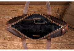 Vintage Dark Brown Leather Mens 12 inches Briefcase Laptop Side Bag Business Bags Work Bags for Men - iwalletsmen