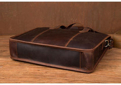 Vintage Dark Brown Leather Mens 12 inches Briefcase Laptop Side Bag Business Bags Work Bags for Men - iwalletsmen