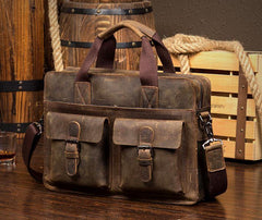 Leather Mens 13 inches Briefcase Dark Brown Laptop Bags Business Bags Work Bags for Men - iwalletsmen