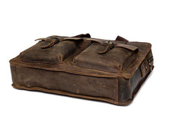 Leather Mens 13 inches Briefcase Dark Brown Laptop Bags Business Bags Work Bags for Men - iwalletsmen