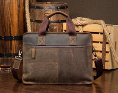 Leather Mens 13 inches Briefcase Dark Brown Laptop Bags Business Bags Work Bags for Men - iwalletsmen