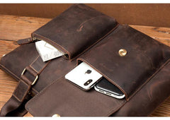 Vintage Brown Leather Mens 15 inches Briefcase Laptop Side Bag Business Bag Brown Work Bags for Men - iwalletsmen