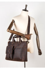 Vintage Brown Leather Mens 15 inches Briefcase Laptop Side Bag Business Bag Brown Work Bags for Men - iwalletsmen