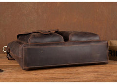Vintage Brown Leather Mens 15 inches Briefcase Laptop Side Bag Business Bag Brown Work Bags for Men - iwalletsmen
