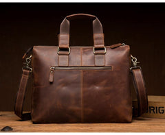 Vintage Brown Leather Mens 15 inches Briefcase Laptop Side Bag Business Bag Brown Work Bags for Men - iwalletsmen