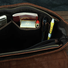 Vintage Brown Leather Mens 15 inches Laptop Work Bag Handbag Briefcase Shoulder Bags Business Bags For Men - iwalletsmen