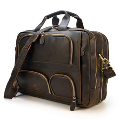 Brown Leather Mens 16 inches Laptop Work Bag Handbag Briefcase Shoulder Bags Business Bags For Men - iwalletsmen