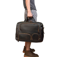 Brown Leather Mens 16 inches Laptop Work Bag Handbag Briefcase Shoulder Bags Business Bags For Men - iwalletsmen
