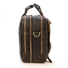 Brown Leather Mens 16 inches Laptop Work Bag Handbag Briefcase Shoulder Bags Business Bags For Men - iwalletsmen