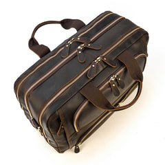 Brown Leather Mens 16 inches Laptop Work Bag Handbag Briefcase Shoulder Bags Business Bags For Men - iwalletsmen