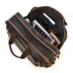 Brown Leather Mens 16 inches Laptop Work Bag Handbag Briefcase Shoulder Bags Business Bags For Men - iwalletsmen