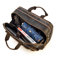 Brown Leather Mens 16 inches Laptop Work Bag Handbag Briefcase Shoulder Bags Business Bags For Men - iwalletsmen
