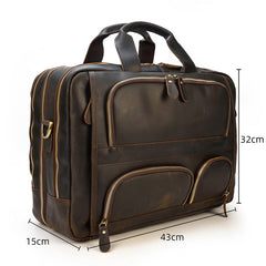 Brown Leather Mens 16 inches Laptop Work Bag Handbag Briefcase Shoulder Bags Business Bags For Men - iwalletsmen
