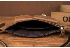 Brown Leather Mens Fanny Pack Waist Bag Hip Pack Belt Bags Bumbag for Men - iwalletsmen