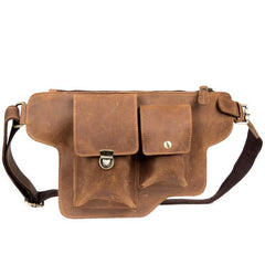 Brown Leather Mens Fanny Pack Waist Bag Hip Pack Belt Bags Bumbag for Men - iwalletsmen