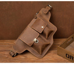 Brown Leather Mens Fanny Pack Waist Bag Hip Pack Belt Bags Bumbag for Men - iwalletsmen