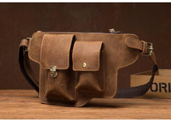 Brown Leather Mens Fanny Pack Waist Bag Hip Pack Belt Bags Bumbag for Men - iwalletsmen
